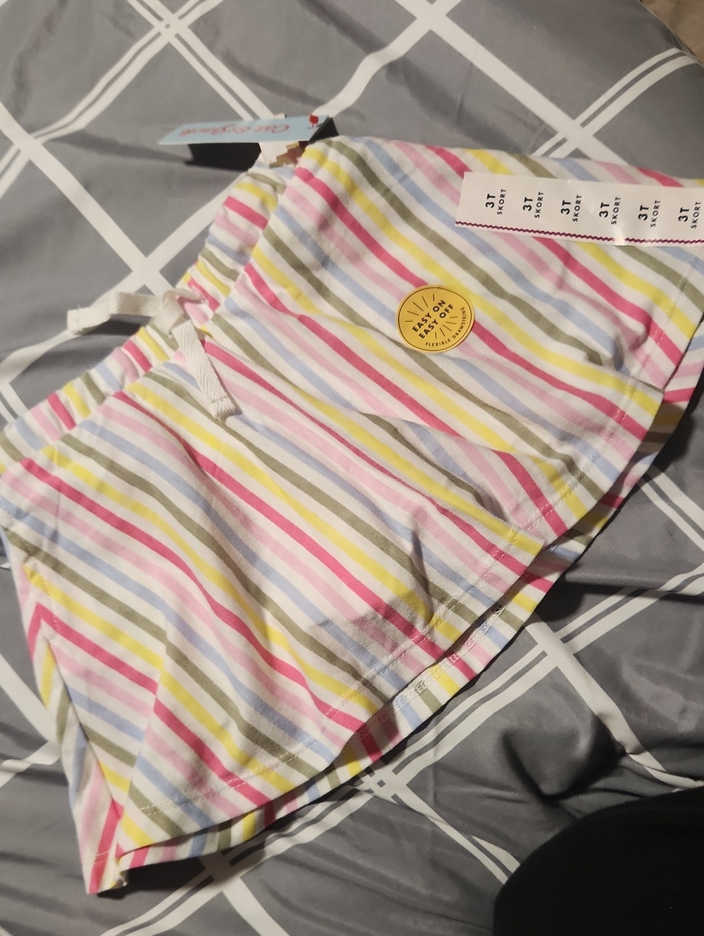 Cat & Jack Girls' Multicolor Pastel Striped Skirt - Pink, Yellow & Blue
